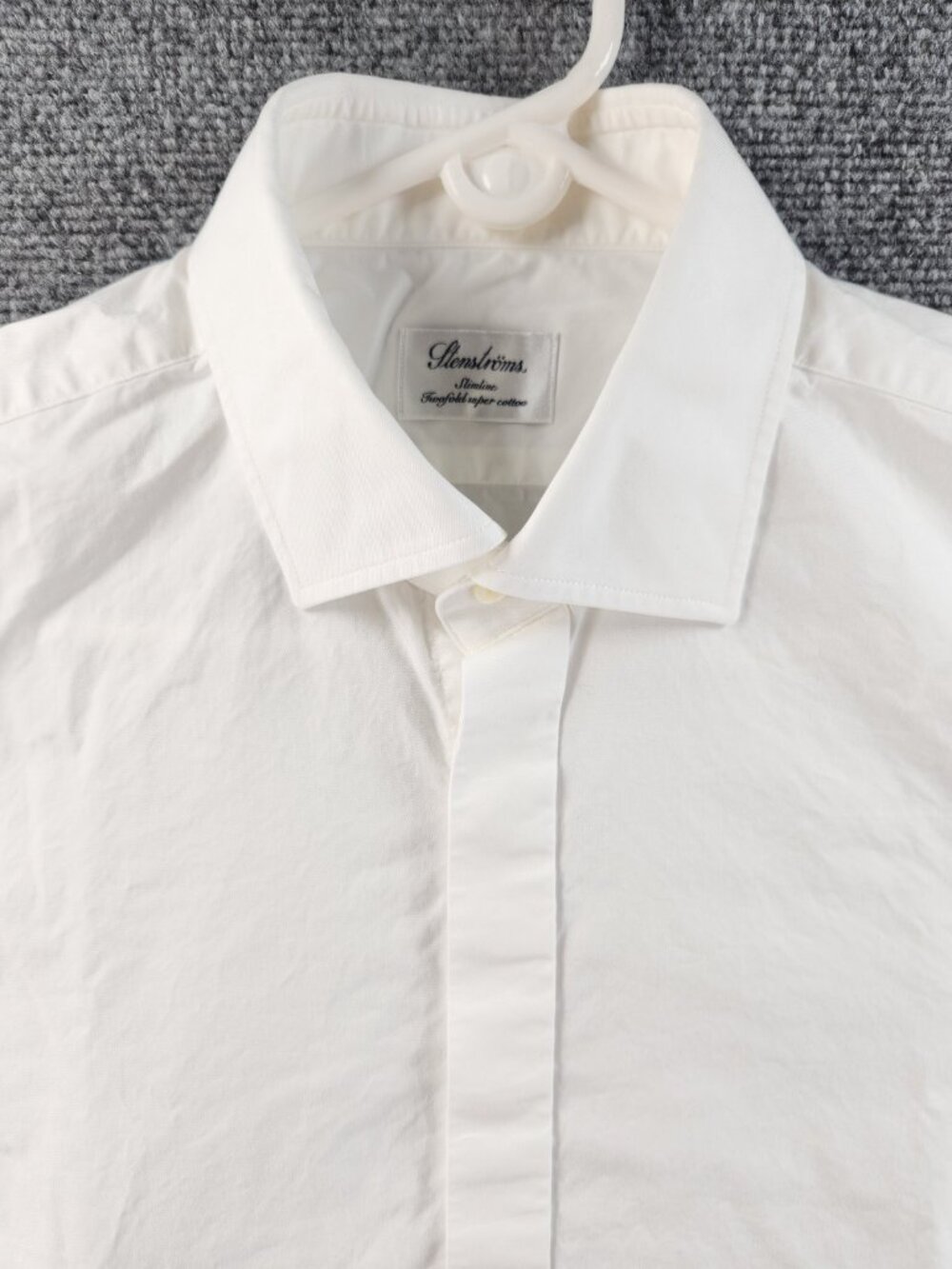 Stenstroms Slimline 16 Twofold Super Estonia Cotton French Cuff White Men Solid